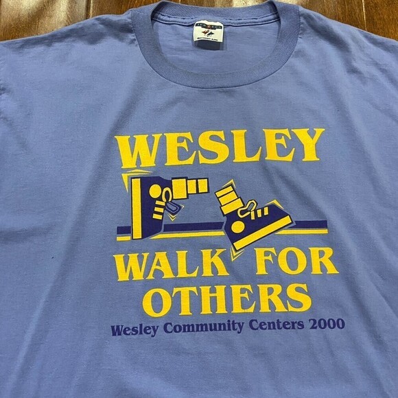 Wesley 2000 Walk For Others Community Charity Event Vintage Blue Yellow Size XL - Picture 2 of 7